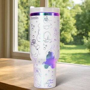 40oz Tumbler with Ursula, Inspired by The Little Mermaid, Villain Characters Cup, Ursula Cartoon Engraved Tumbler, Magic Kingdom Tumbler zdjęcie 6