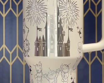 Toy Story Movie 40oz Tumbler, Cartoon Characters 40oz Tumbler, Magic Castle Cup Gift, Magic Kingdom Handle Stainless Steel Tumbler