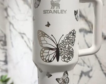 Butterflies Tumbler 40oz,  Laser Engraved Butterfly Tumbler 40oz, Butterfly Gifts For Women, Custom Butterfly Lover Gifts