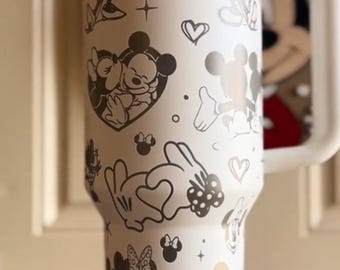 Mickey Minnie Tumbler 40oz, Customized Mickey Minnie Tumbler 40oz Cup, Personalized Disney Couples Coffee Tumbler, Valentine Gift For Coup