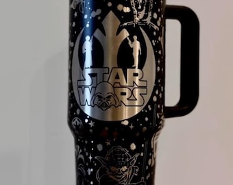 Vaso láser de Star Wars de 40 oz, vaso de acero inoxidable de Darth Vader, vaso Skywalker, vaso de Star Wars de 40 oz, taza "May The Fourth With You"