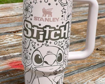 Stitch Tumbler 40oz Cup, Portable Car Mug, Travel Coffee Tumbler, Cute Student Gift Name Engraved 40oz Stitch Cup, Stitch