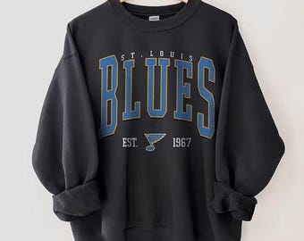 Vintage 90s St. Louis Blue Hockey Sweatshirt, St. Louis Blue Shirt, Blue T-Shirt, Hockey Fan Shirt, Retro St. Louis Blue Ice Hockey Tee