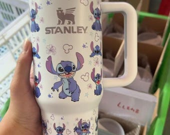 Stitch Tumbler 40oz Cup, Portable Car Mug, Travel Coffee Tumbler, Cute Student Gift Name Engraved 40oz Stitch Cup, Stitch