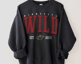 Vintage 90s Minnesota Wild Hockey Sweatshirt, Retro Wild Ice Hockey Team Crewneck, Minnesota Wild Shirt, Minnesota Wild hokcey Fan