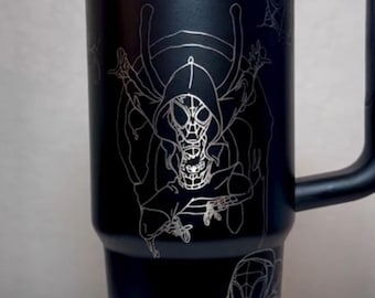 Spiderman Miles Morales Tumbler 40oz, Spider Verse 40oz Tumbler, Spider Superhero Handle Stainless Steel Reusable Tumbler