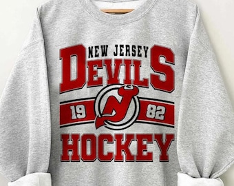 Vintage 90s New Jersey Devils Hockey Sweatshirt, New Jersey Devil Shirt, Devils T-Shirt, Hockey Fan Shirt, Retro New Jersey Ice Hockey Tee