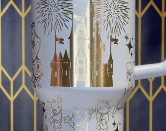 Toy Story Movie 40oz Tumbler, Cartoon Characters 40oz Tumbler, Magic Castle Cup Gift, Magic Kingdom Handle Stainless Steel Tumbler