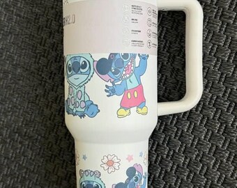 Stitch Tumbler 40oz Cup, Portable Car Mug, Travel Coffee Tumbler, Cute Student Gift Name Engraved 40oz Stitch Cup, Stitch Tumbler 40oz