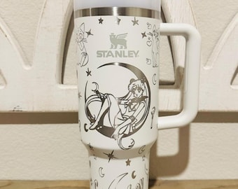 Anime Moon Girl and Friends Tumbler 40oz, Stars & Moon Design, Insulated Stainless Steel Drinkware for Hot/Cold Beverages
