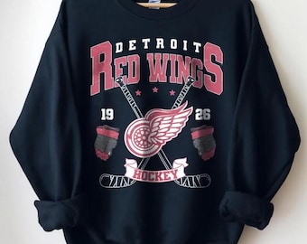 Vintage 90s Detroit Red Wings Hockey Sweatshirt, Red Wings Shirt, Red Wings Hockey Fan Shirt, Retro Detroit Red Wings Ice Hockey Tee