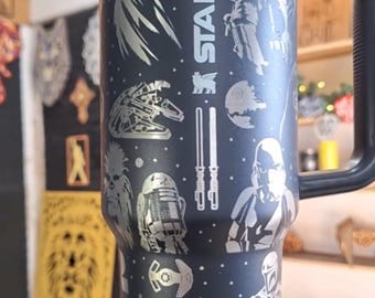 Vaso láser de Star Wars de 40 oz, vaso de acero inoxidable de Darth Vader, vaso Skywalker, vaso de Star Wars de 40 oz, taza "May The Fourth With You"