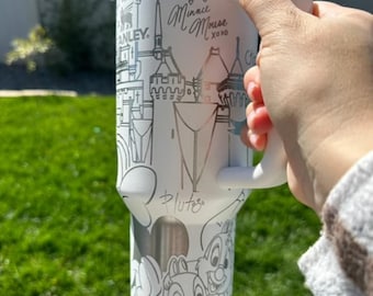 Magic Castle Personalized Name Tumbler, Engraved Tumbler, Engraved Disney Tumbler, Character Tumbler, Mickey Minnie Tumbler