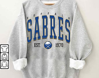 Sudadera vintage de hockey Buffalo Sabres de los 90, cuello redondo retro del equipo de hockey sobre hielo Buffalo Sabres, camiseta de los Buffalo Sabres, fanático del hockey Buffalo Sabres