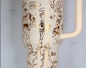 Toy Story Movie 40oz Tumbler, Cartoon Characters 40oz Tumbler, Magic Castle Cup Gift, Magic Kingdom Handle Stainless Steel Tumbler