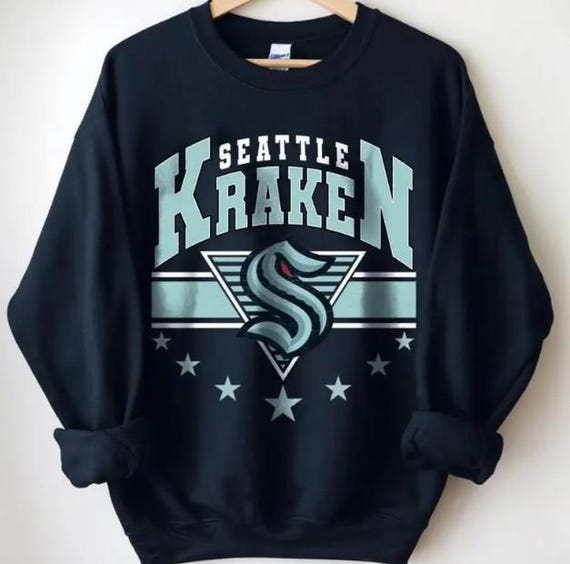 Vintage 90s Seattle Kraken Hockey Sweatshirt, Seattle Kraken Shirt, Hockey Fan Shirt, Retro Seattle Kraken Ice Hockey Tee