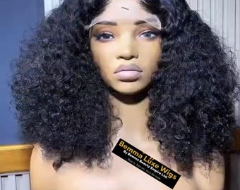 SDD pixel curls 5by5 styled lagos and rake hairline 18/16inches 100% human hair wig Same as seen styled