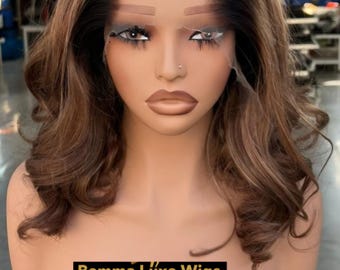 HD-spets 9x6-stängning Lyxperuk i rått jungfruhår, 250 % densitet. 14 tum Limfri frontal peruk. Vågig M-linje (Lagos hårfäste) Bär och gå