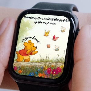Sfondi per smartwatch di Winnie the Pooh, citazioni ispiratrici, graziosi quadranti per orologi digitali, design generati dall'intelligenza artificiale per bambini e adulti.