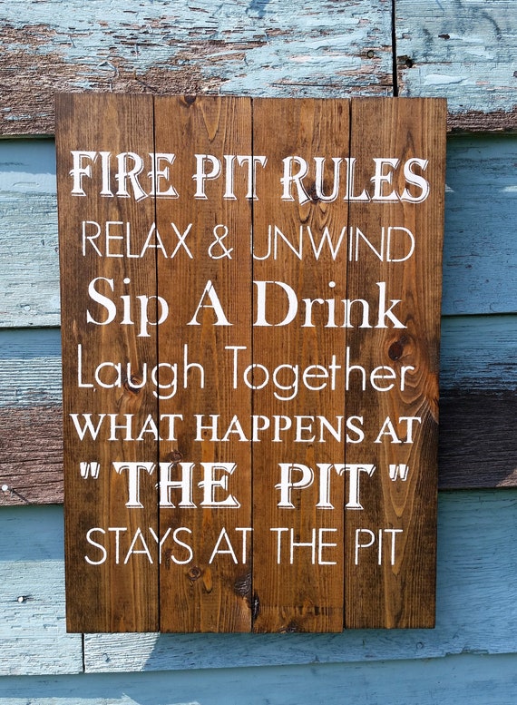 Fire Pit Rules Hand Painted Sign Image 0