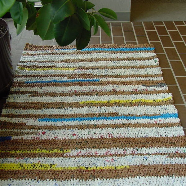 Reserved Listing for Jennifer ONLY of  Large  Multi Color Plarn Rug with circle rug  made from recycled plastic shopping bags