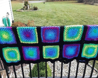 New Granny Square Throw Blanket, Ready to Ship