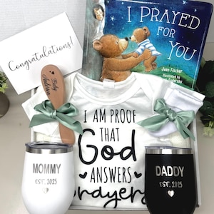 Neutral Newborn Baby God Answed Prayers Gift Box New Mom Dad Family ...