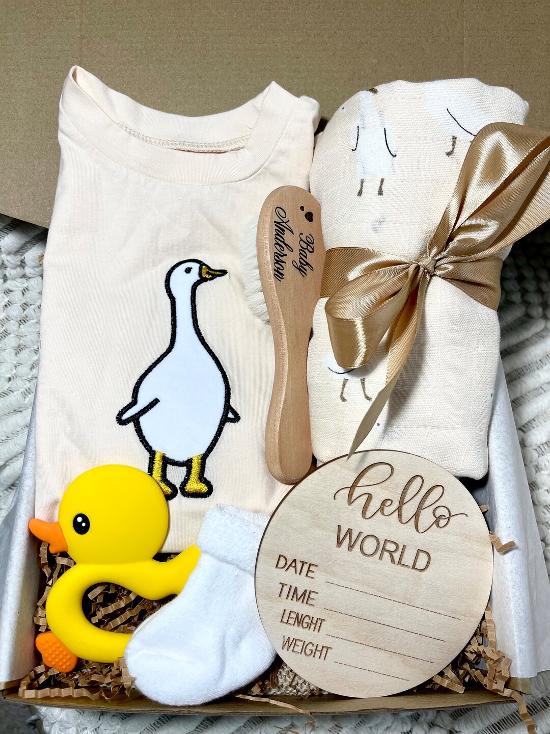 Neutral Gender Gift Box for Newborn Baby Beige Color Set Welcome Baby ...