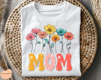 Floral Mom PNG, Retro Mother's Day Design (Digital Download)