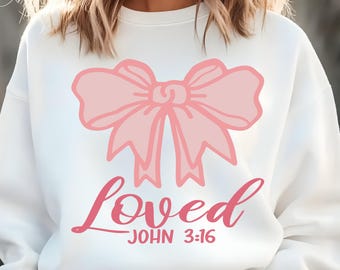 Christian Valentine Svg Png, Loved John 3:16, Retro Coquette (Digital Files)