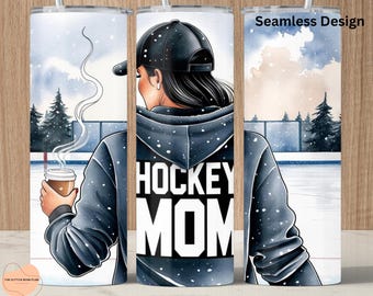 Hockey Mom Tumbler Wrap, Seamless PNG, Sublimation Design (Digital Download)