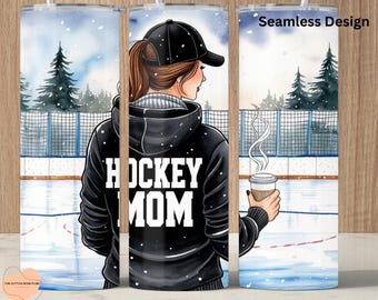Hockey Mom Tumbler Wrap, Seamless PNG, Sublimation Design (Digital Download)