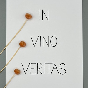 Lustige Karte l ‚IN VINO VERITAS‘ l A6 Postkarte mit Spruch l schwarz-weiss l minimalistisch