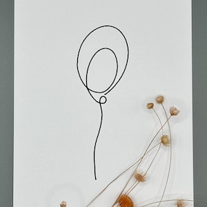 Minimalistische Karte I ‚Luftballon‘ I A6 Postkarte schwarz weiss I schlichtes Design