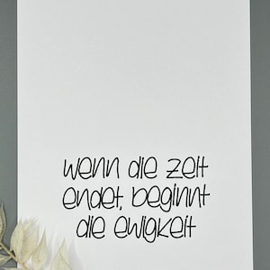 Trauerkarte I ‚Wenn die Zeit endet, beginnt die Ewigkeit‘ I A6 Postkarte Beileid I schwarz weiss l minimalistisch