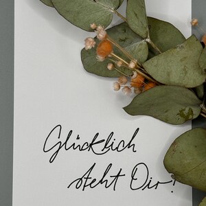Glückwunschkarte l ‚Glücklich steht Dir!‘ l A6 Grußkarte mit Spruch l schwarz-weiss l minimalistisch