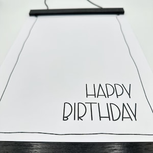 Printable-PDF l ,HAPPY BIRTHDAY‘ I schwarz weiss l minimalistisch l zum Ausdrucken l Digital