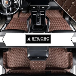 Custom Fitted Dark Brown Diamond Luxury Car Mats Full Set by Stiloso