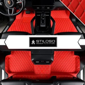 Custom Fitted Dark Bright Red Diamond Luxury Car Mats Full Set by Stiloso