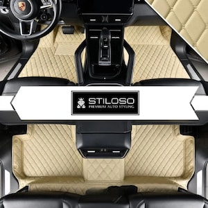 Custom Fitted Beige Diamond Luxury Car Mats Full Set by Stiloso