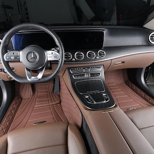 Custom Fitted Dark Chocolate Brown Curved Striped Diamond Luxury Car Mats Full Set by Stiloso