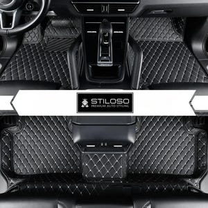 Maßgeschneiderte Schwarz-Weiß-Nähte Diamant-Luxus-Automatten-Komplettset von Stiloso