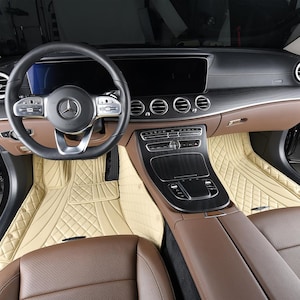 Custom Fitted Beige Curved Diamond Luxury Car Mats Full Set by Stiloso