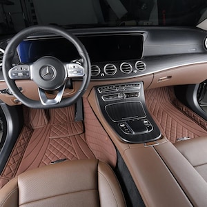 Custom Fitted Dark Chocolate Brown Curved Diamond Luxury Car Mats Full Set by Stiloso