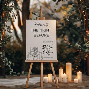 The Night Before Welcome Sign Template, Whimsical Wedding Sign, Hand Drawn Rehearsal Dinner Sign Template, Printable Instant Download
