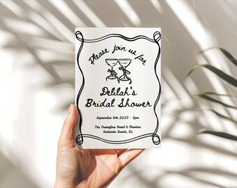 Bridal Shower Invitation Bridal Brunch & Bubbly Invite Printable Champagne Bridal Shower Wedding Shower Invite Champagne Shower Minimalist