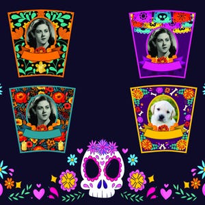 Etiketten für Kerzen zum Tag der Toten – 4 Modelle – PNG zum Bearbeiten