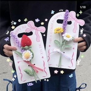 Plantilla de corte tarjeta portaflores/flores de crochet/archivo editable PNG, SVG, PDF