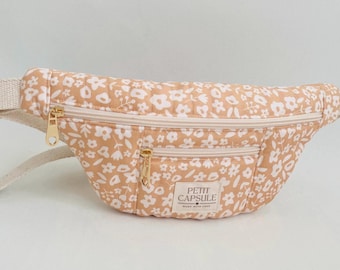 Floral Fanny Pack: Handmade Quilted Suede Crossbody Bag