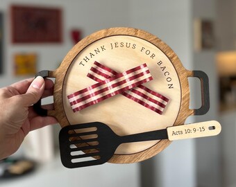 Thank Jesus for Bacon - Wall Wood Sign, Catholic Home / Kitchen  Decor